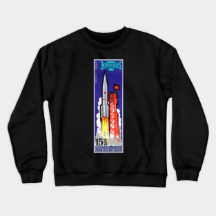 Vintage 1963 Mongolia rocket ramp postage stamp Crewneck Sweatshirt